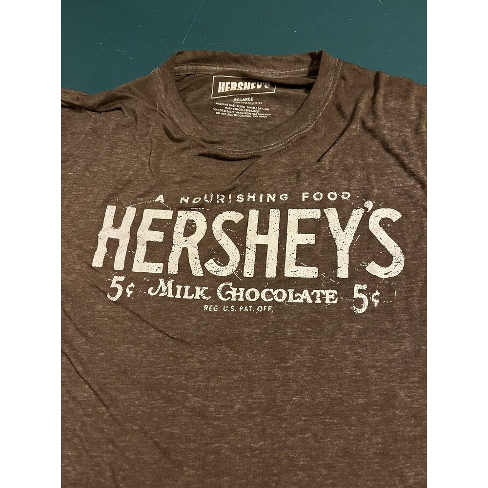 Official Hersheys Chocolate Short Sleeve T-Shirt XXL 2XL Brown Lightweight Park